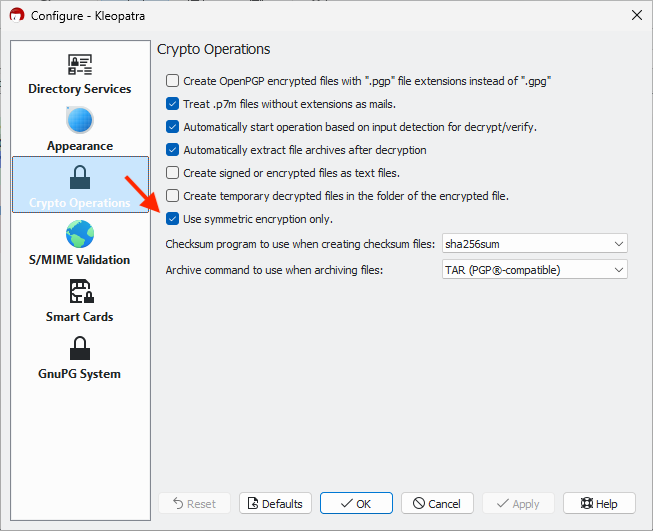 Cryptographic operations in Kleopatra