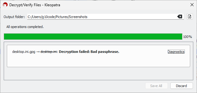 The passphrase is incorrect
