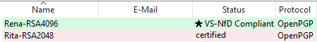 Darstellung Status OpenPGP