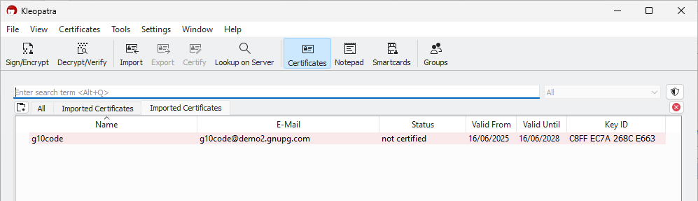 A non-compliant certificate