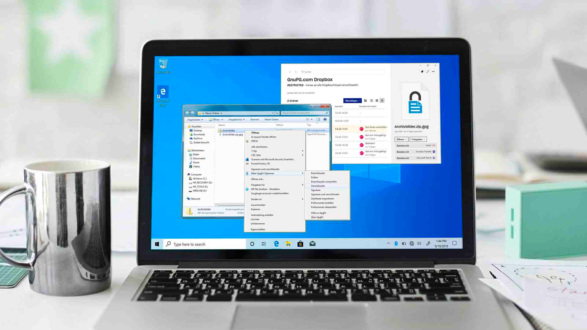 GnuPG VS-Desktop, Windows Explorer, Dropbox, Verschlüsselung