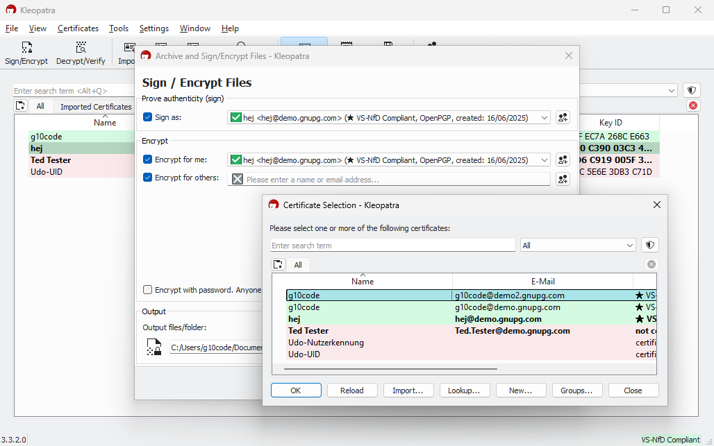 Selecting the recipient's certificate during encryption